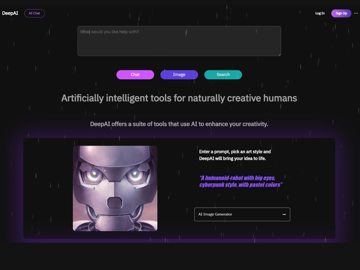 DeepAI free AI art generator