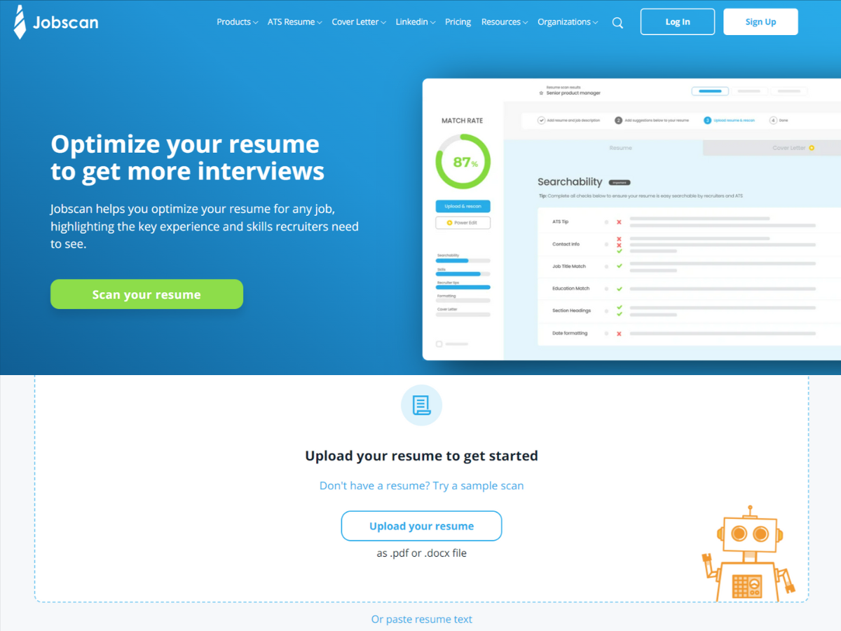 जॉबस्कैन (Jobscan) Online AI Resume maker